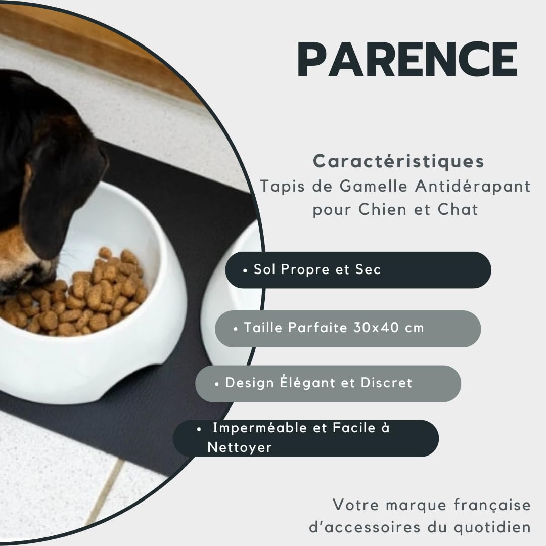 PARENCE.- tappetino antiscivolo per cane e gatto - tappetino protettivo 30x40 cm per cibo e acqua - impermeabile, facile da pulire, ideale per pavimenti puliti e asciutti