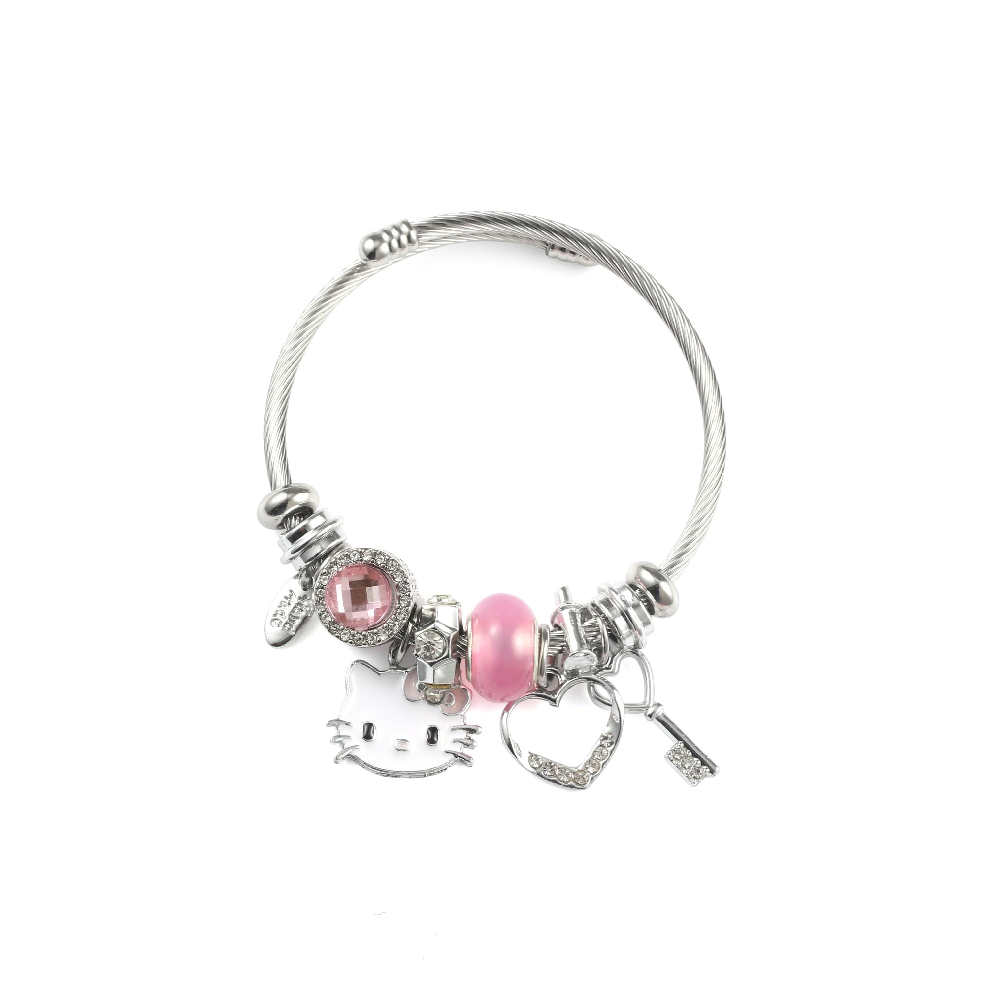 YouLuo Cute Charm Bracelet, Adjustable Stainless Steel Bracelet, Anime Cartoon Accessories Bracelets for Ladies Women Teen Girls Birthday Gift and