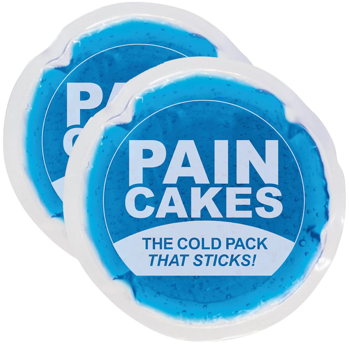 PAINCAKES Wiederverwendbar, haftet am Körper, rund, 2 Stück, 12,7 cm groß, blau, aufklebbarer Eisbeutel für gezielte Kältetherapie, perfekt für Verletzungen und kleine Bereiche, latexfreie