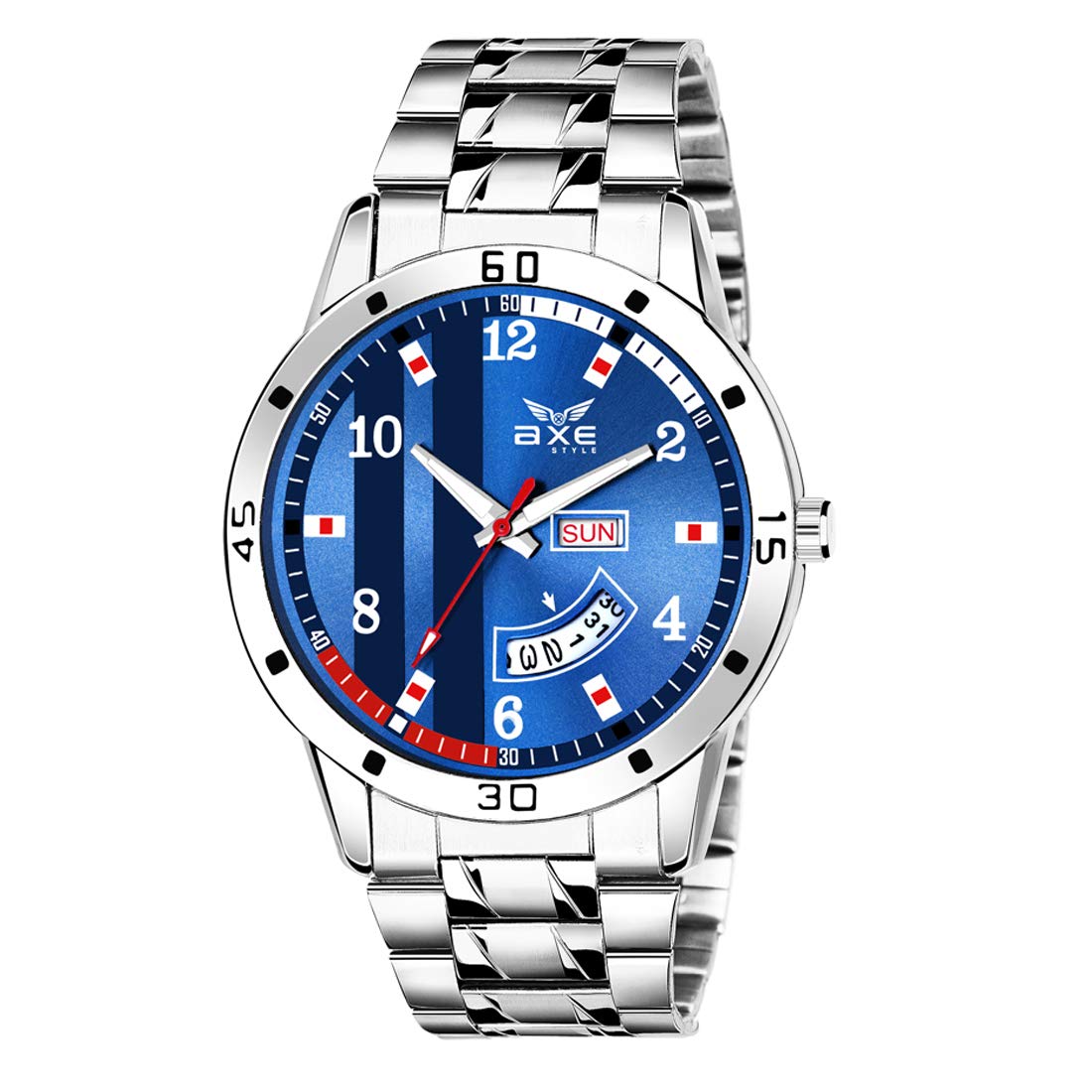 Axe Style Presents Blue Day & Date Watch for Handsome Men's & Boy's XDD-7031