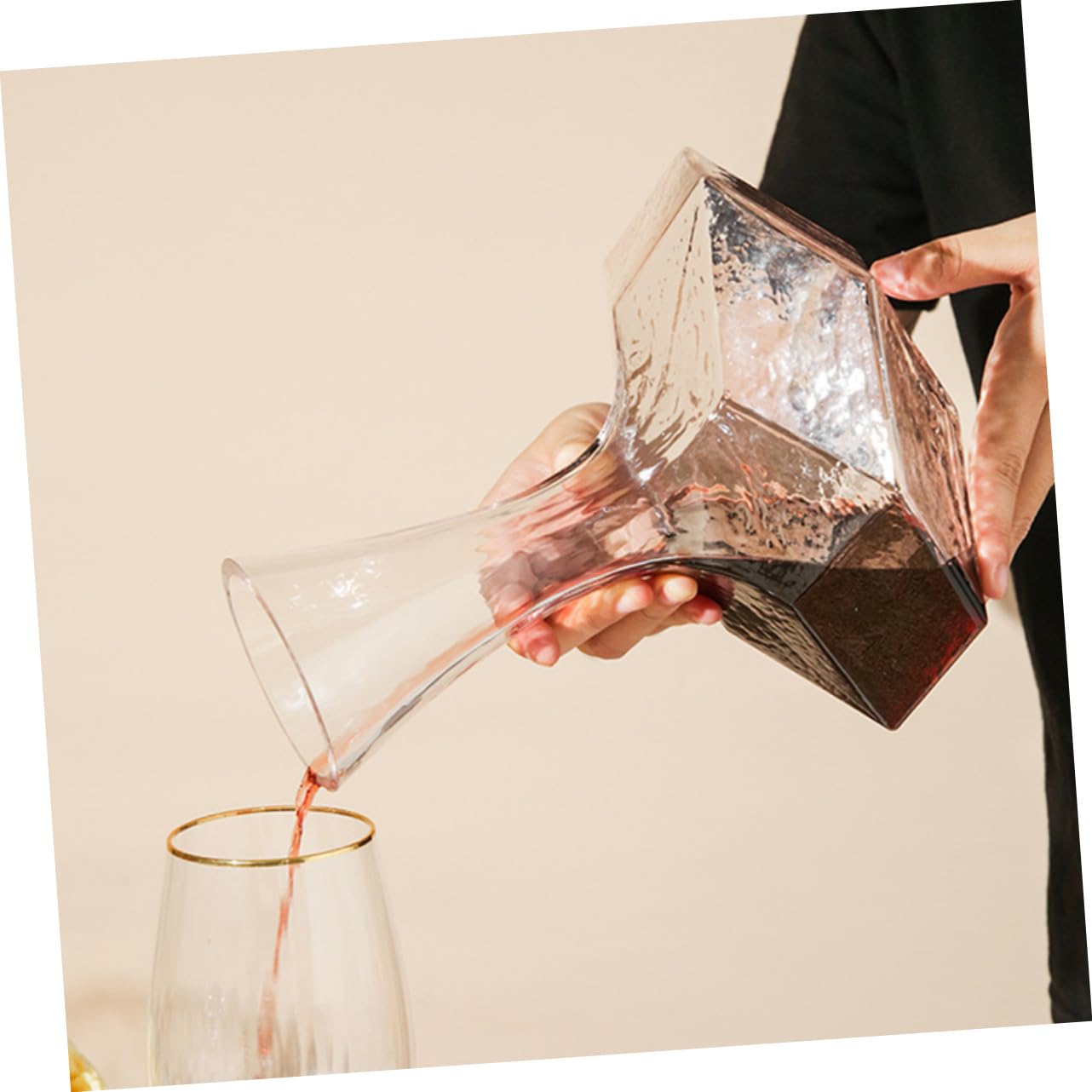 Cabilock Decanter Per Vino in Vetro Creativo a Bocca Inclinata, Contenitore Geometrico Trasparente Lucido e Stabile, Per Ristoranti, Bar e Uso Domestico