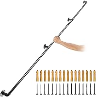 VEVOR 10FT Industrial Pipe Stair Handrail, 440lbs Carbon Steel Wall Mount Railing for Indoor Outdoor Stairs, Lofts, Easy DIY Install
