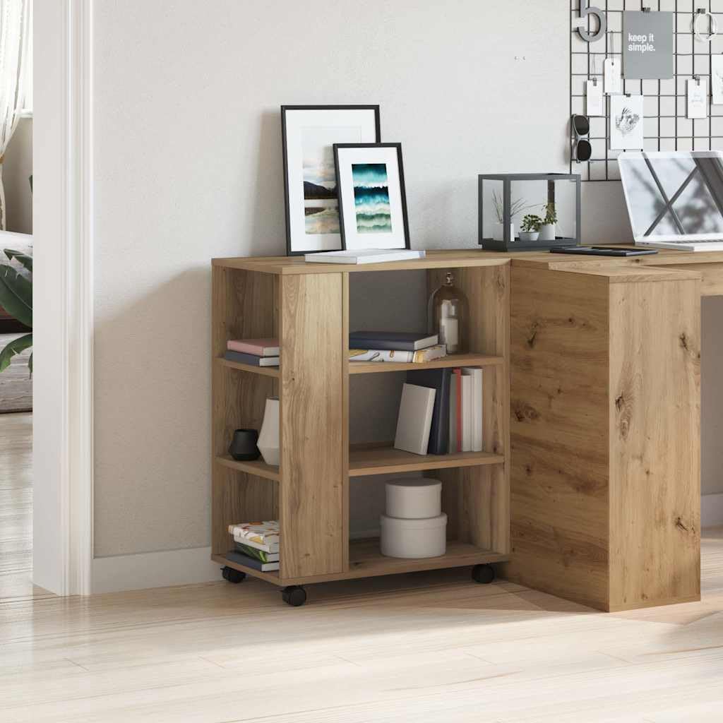 Cassettiera in rovere Artisan, 60 x 35 x 75 cm, con 4 ruote, versatile armadio portaoggetti per ufficio, soggiorno, camera da letto o cucina, design robusto
