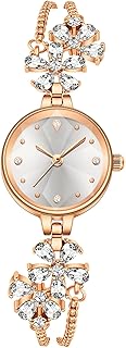 Analoge Damenuhr Klein Schmal Quarzuhr Diamond Glizer Minilistische Exquisite Armreif Armband Uhr Damen Mädchen 3ATM Wasserdicht Elegant Luxus Design Silber Weiß