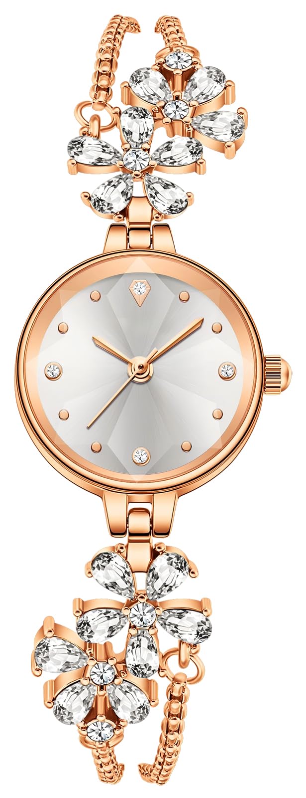 findtime Analoge Damenuhr Klein Schmal Quarzuhr Diamond Gliz