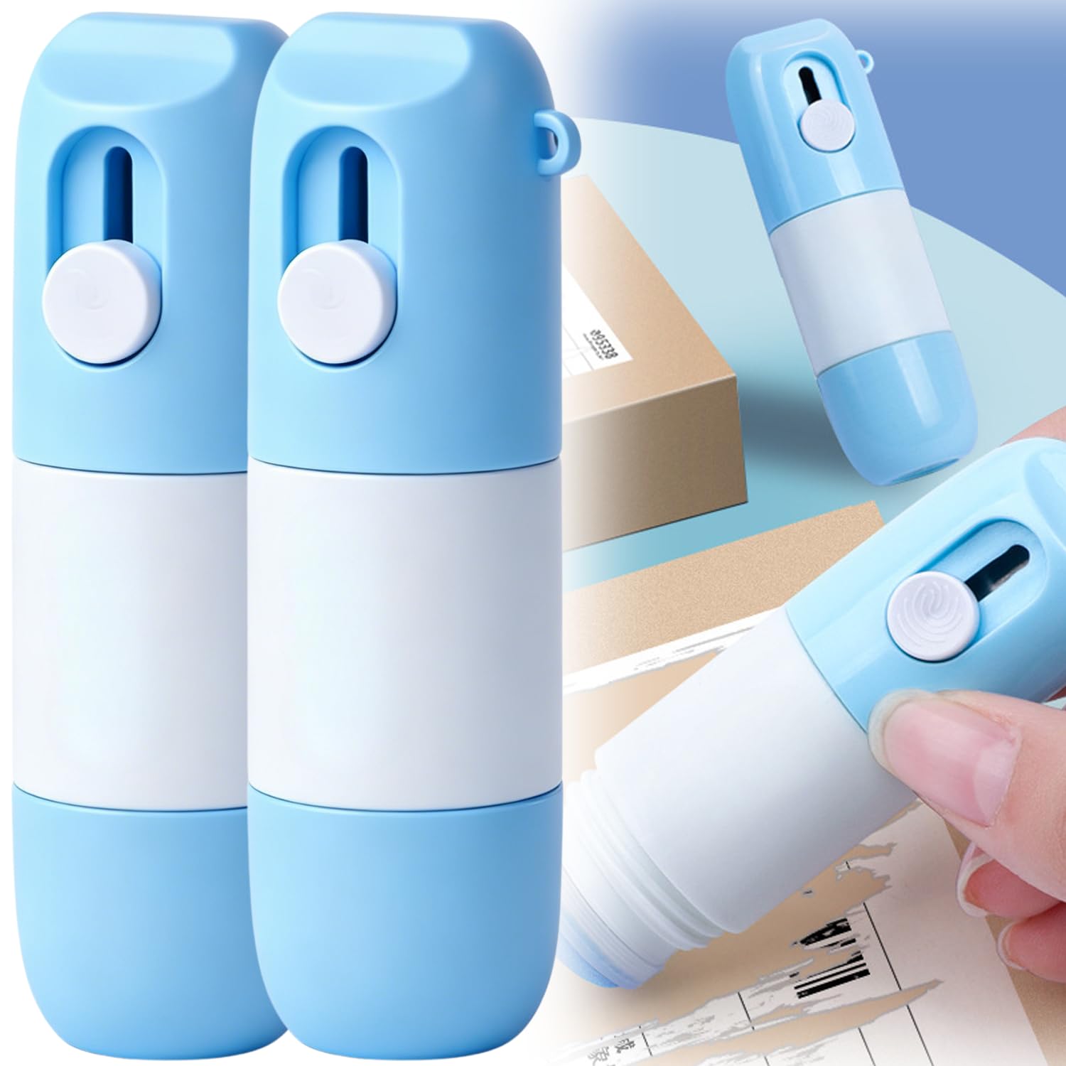 2-in-1 Box Cutter & Thermal Paper Eraser, Thermal Paper Eraser, 2 in 1 Privacy Wipe Box Cutter, Thermals Paper Correction Fluid, Water-Based Thermals Papers Data Protection Fluid Erasers Pen (2PC)