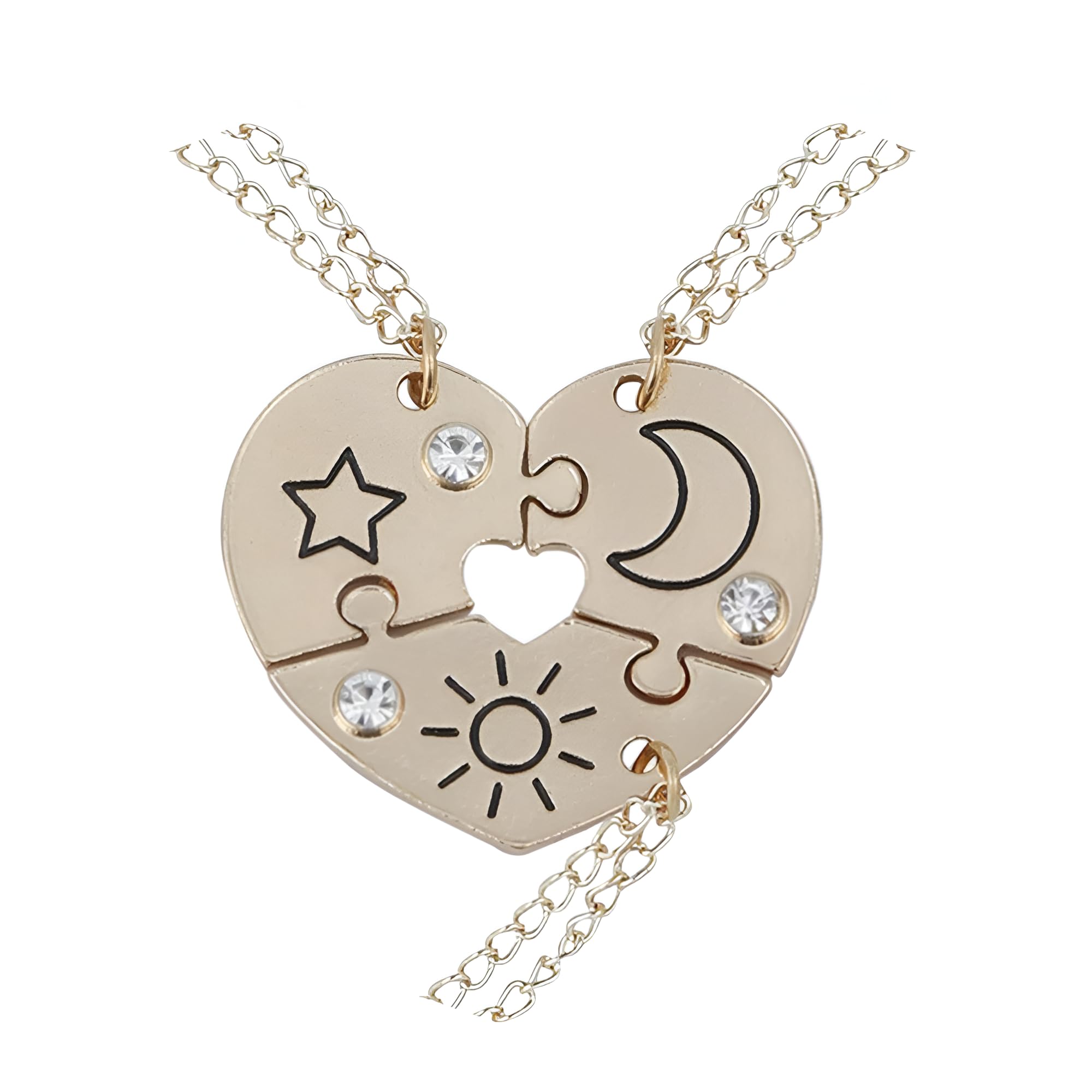 QHQQXN 925 Sterling Silber Puzzleteil-Halskette für Damen und Herren, Sonne-Mond-Wolke-Stern-Anhänger-Halskette Puzzle-Anhänger 2/3/4/5 Teile, Millennium-Puzzle-Halskette, Paar-Halskette-Puzzle