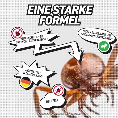 RepellShield® Natürlicher Zeckenschutz -100ml- Effektives Geraniol Anti Zecken Spray Keine Flecken & Rückstände, Zeckenspray Anti Zecken Mensch, Mittel gegen Zecken im Garten