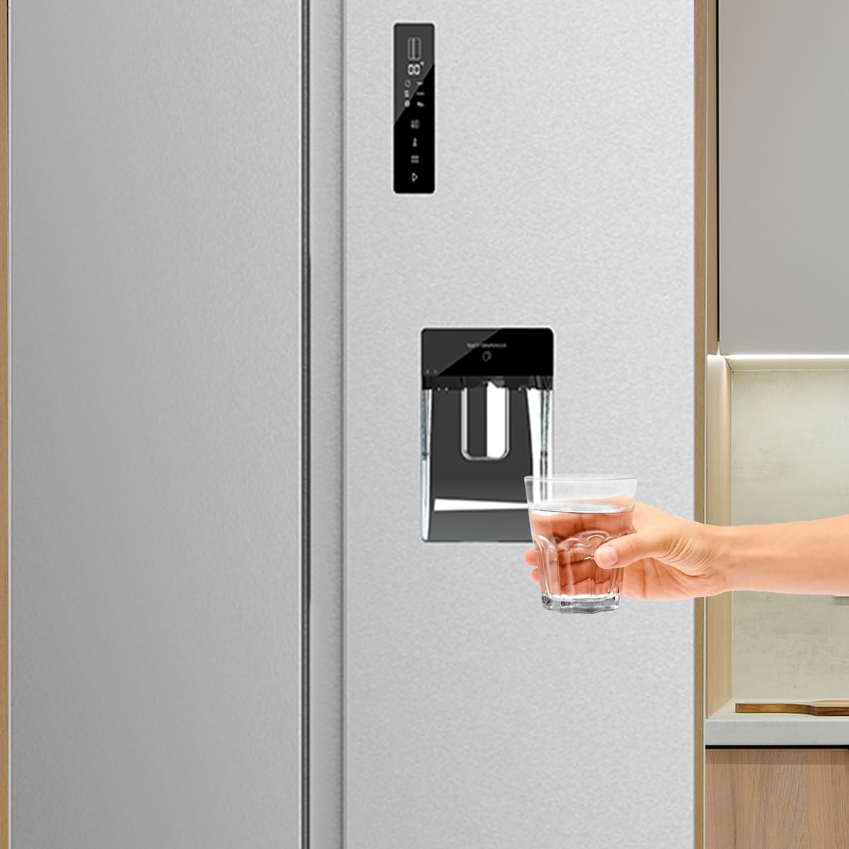 Cecotec Amerikanischer Kühlschrank 559L Total No Frost mit Wasserspender Bolero CoolMarket SBS 559 Inox C. Höhe 177cm und 91cm Breite, Niedriger Verbrauch, Inverter-Kompressor, Smart-Modus