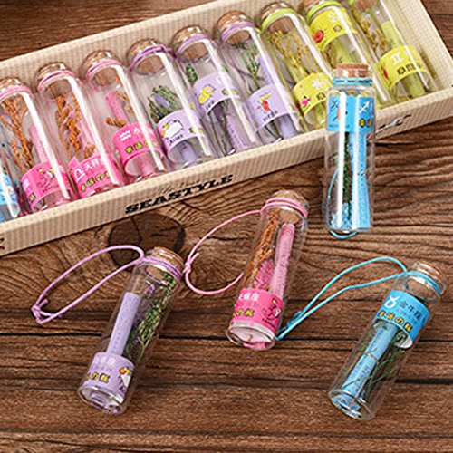 Lefv 12Pcs Message Bottles With Cork Small Glass Vials Sand Wishing Bottles Charms With Paper Dried Flower And Beads For Birthday Gift Wedding Party Favors, Size 2.75" X 0.78” #TOP4