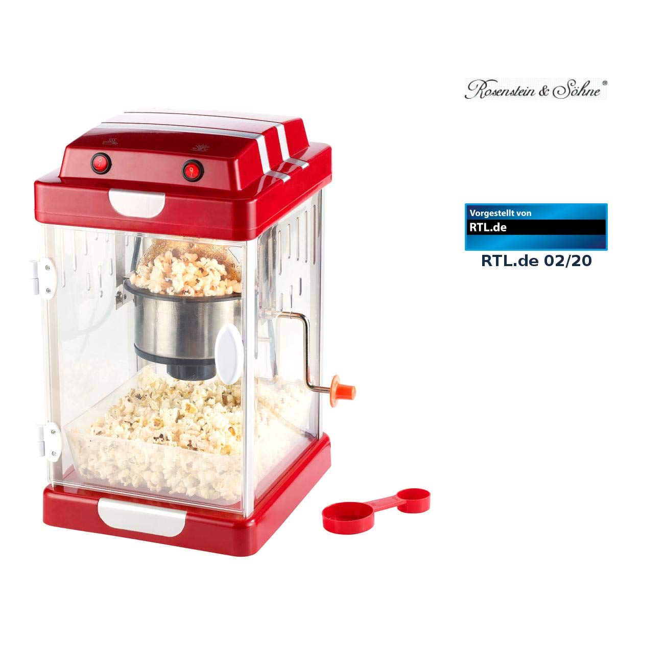 Rosenstein & Söhne Popkornmaschine: Retro-Popcorn-Maschine "Movie" im 50er-Jahre-Look (Popcornmaschine Retro, Popcornmaschine Design, Töpfe)