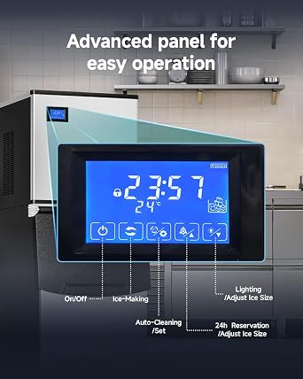 EUHOMY Commercial Ice Maker Machine, 550 lbs/24H Industrial Ice Machine with 300 lbs Storage Bin, SECOP Compressor, ETL Certified Stainless Steel Ice Maker for Bar, Cafe & Restaurant