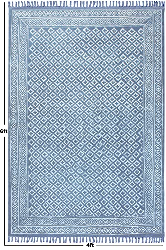 Tapis de sol durable Dhurrie Dabu imprimé fait main - 4