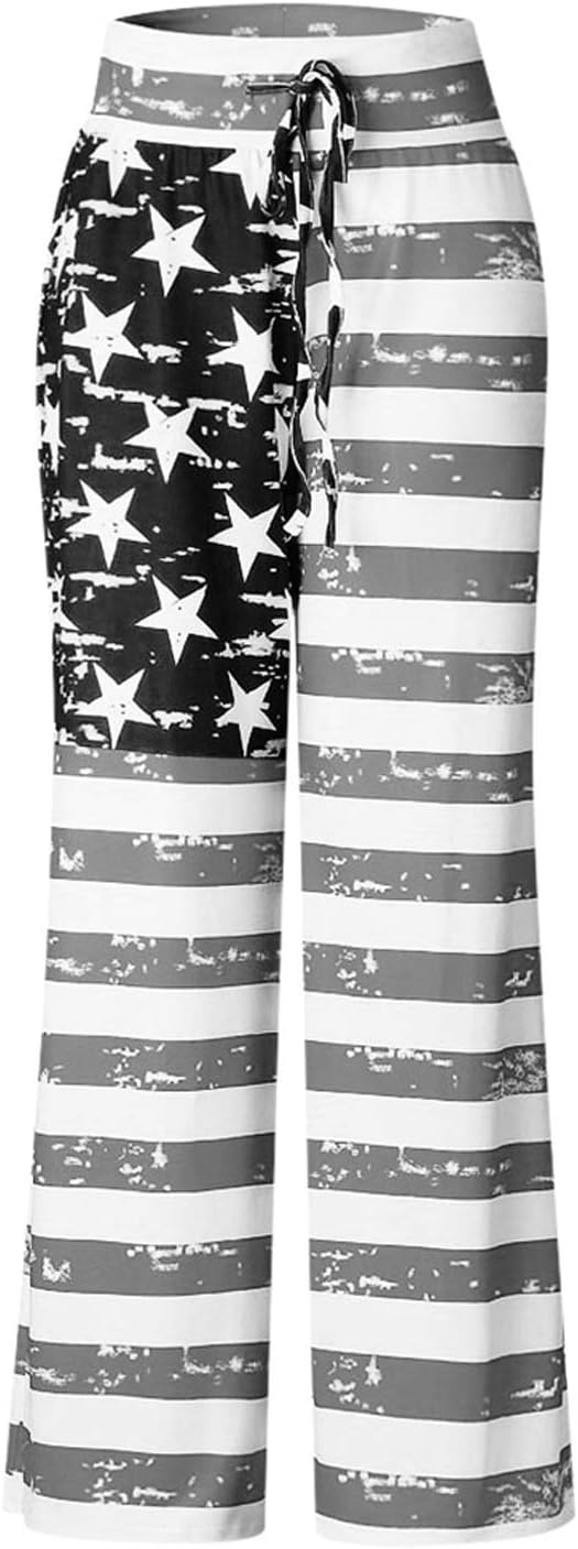 iniber Women's Comfy Pajama Pants Casual Lounge Pant Wide Leg Palazzo Stretch Drawstring Bottoms - Image 2