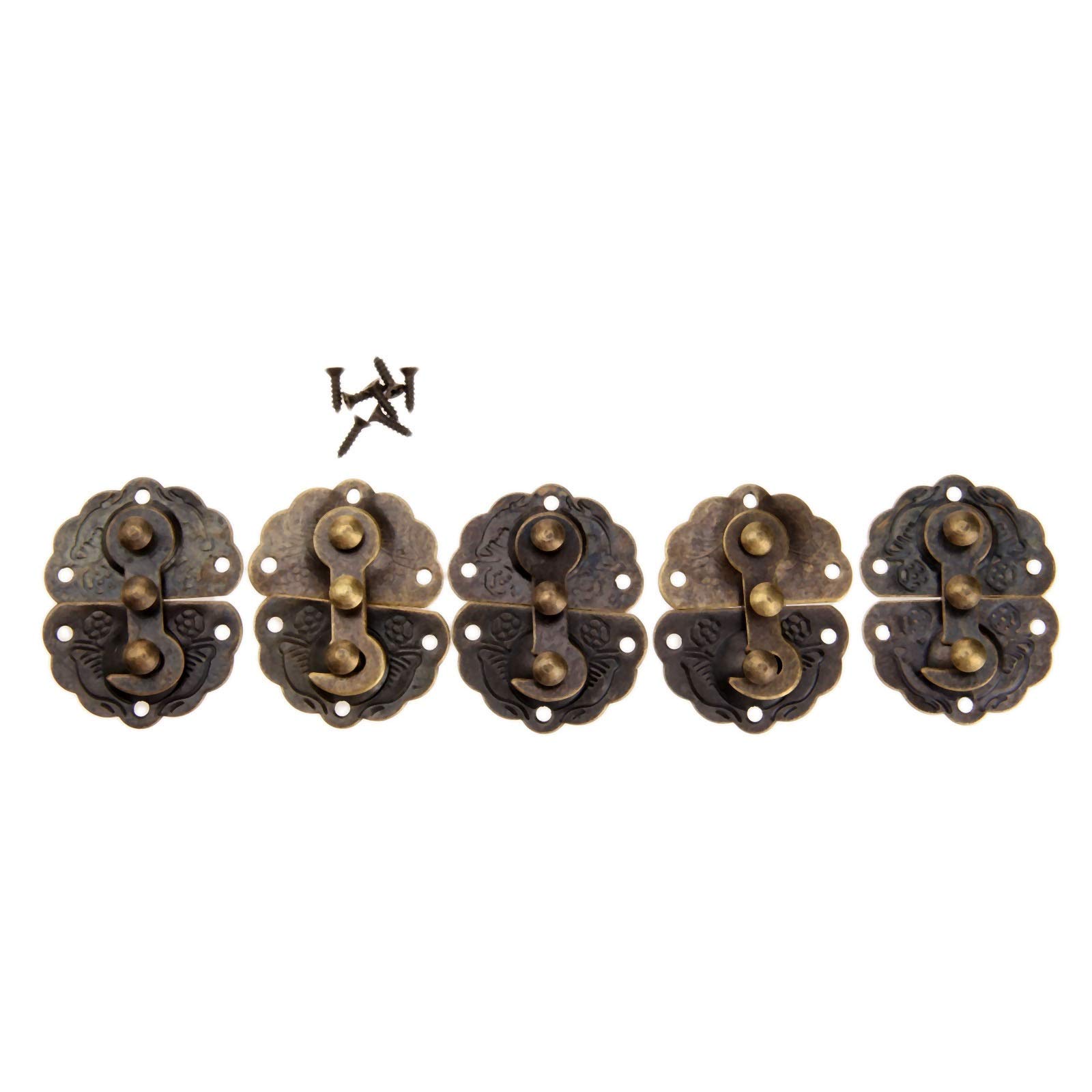 Catch， Pack of 5 Box Latch Hasps Antique Brass 44x34mm