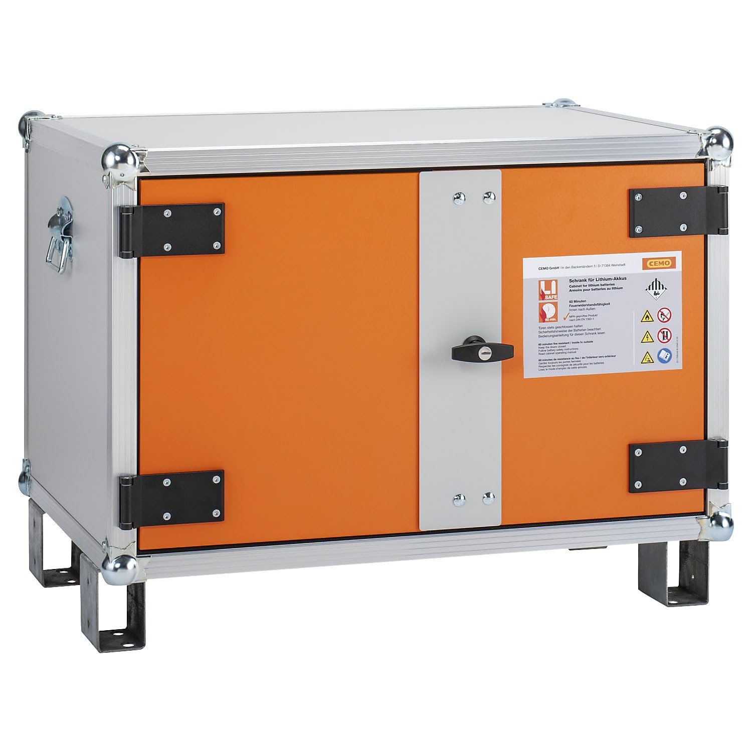 CEMO Li-Safe Akku-Ladeschrank 8/5 lockEX Premium, 1-ph, mit Rauchmelder, Steckdose, Lüftung, Füßen