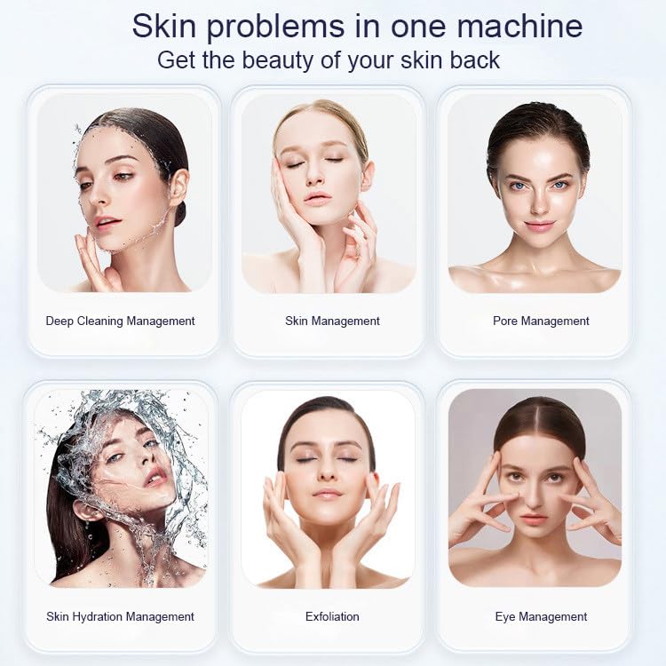 6-in-1 Deep Cleansing Facial Machine W/ 6 Working Head, Hydrodermabrasion Beauty Machine, Removes Blackheads And Smoothes Fine Lines, Leaving Skin Delicate And Smooth Blue