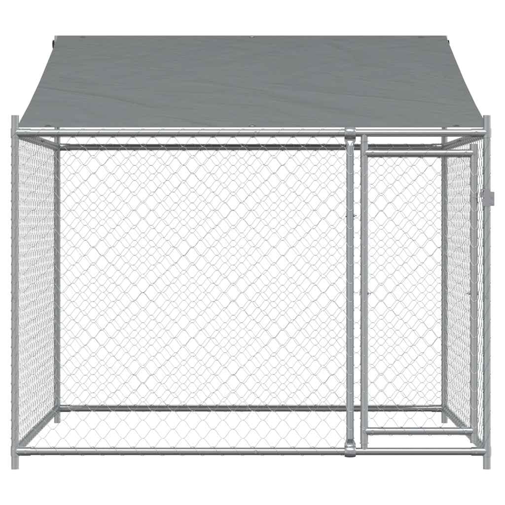 Chenil Extérieur avec Toit pour Chien, Chenil d'Extérieur Enclos Cage pour Chien Métal avec Toit et Porte Gris 2x2x2 m Acier galvanisé