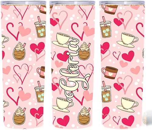 Savvy Sisters Gifts Vaso delgado de acero inoxidable con aislamiento de corazón y café de San Valentín regalo de vacaciones para mamá amiga esposa