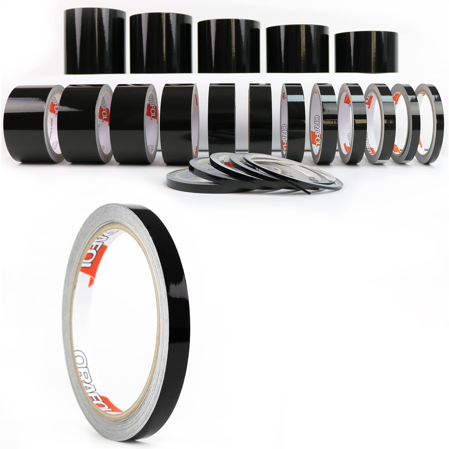 Auto Zierstreifen Schwarz Hochglanz KFZ Folienstreifen Autodekor Folie Autogrill Motorrad Streifen Basteln Modellbau (9 mm)