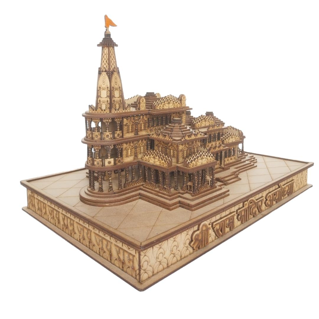 Ram Large Size Ram Mandir 3D Model Ayodhya Ram Mandir Replica Authentic Design Ideal for Home Temple, Home Decor & Gifts - 12 inch
