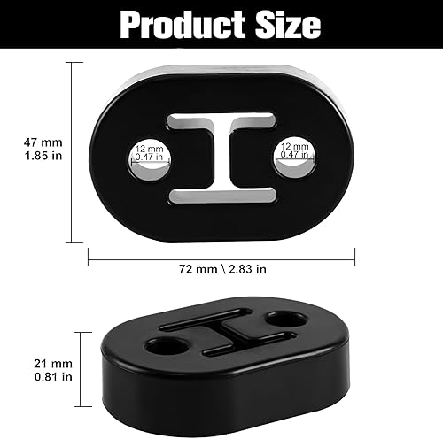 Miniatura 2 de SINGARO Colgador de escape de goma, sistema de escape del silenciador, instalación de buje de soporte aislante pesado, 2 agujeros de 0.47 pulgadas,