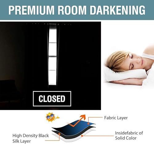 Miniatura 6 de H.VERSAILTEX Cortina blackout con aislamiento térmico y ojales sólidos en la parte superior, ahorro de energía, para sala de estar, 1 panel, 52