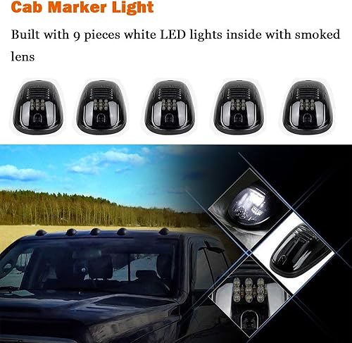 Miniatura 2 de NPAUTO 5 luces LED ahumadas para cabina blanca 9 luces LED de liquidación para techo superior de techo, luces de circulación de repuesto para