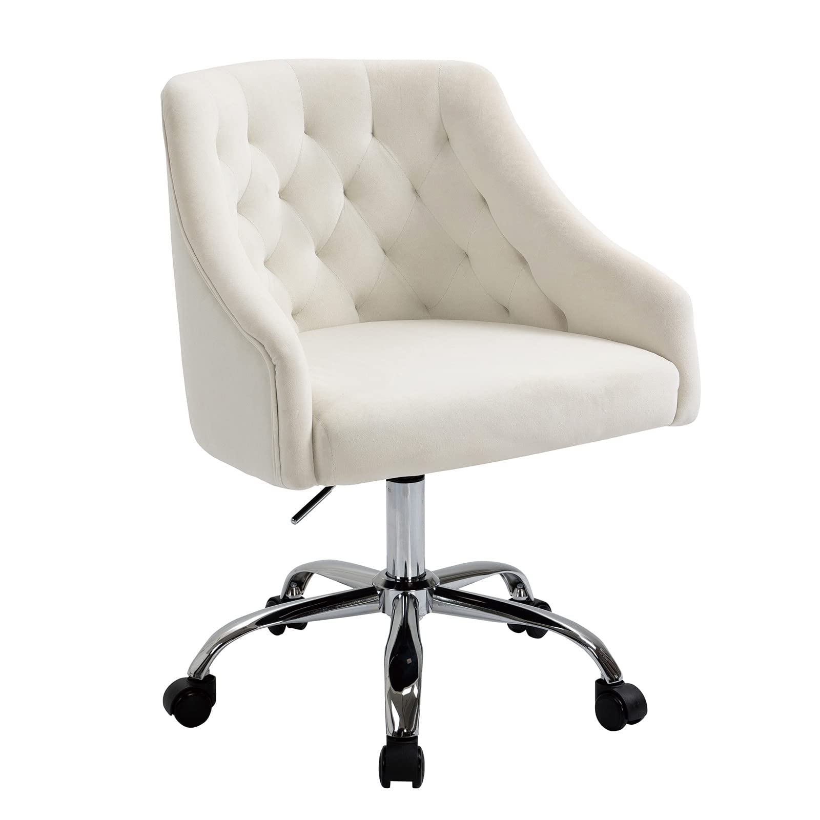 ATTICA Home Office Desk Chair Modern Velvet Office Computer Chair Height Adjustable Mid-Back Task Chair (White)