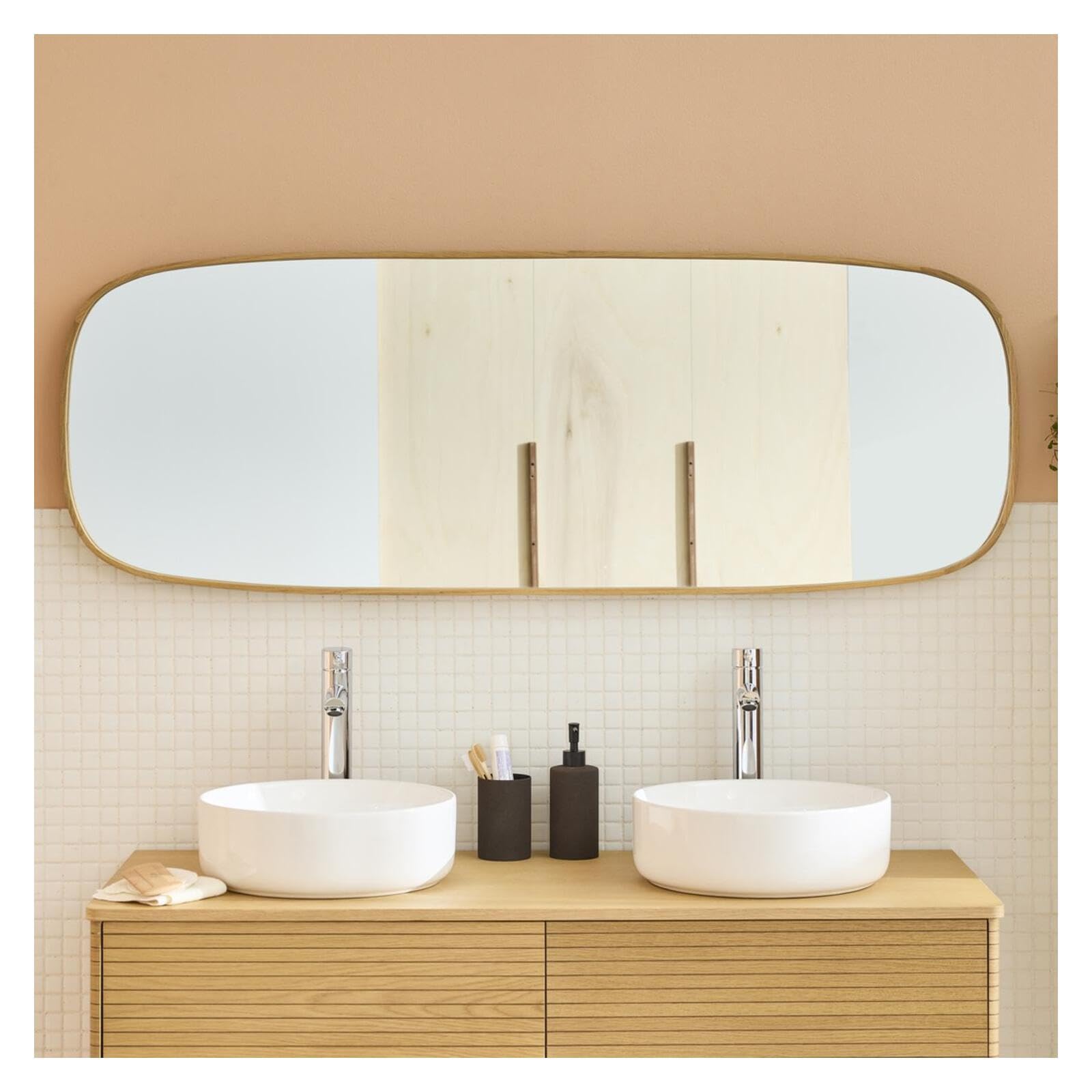 MOB-IN Espejo rectangular de roble Floki 50x140