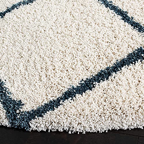 Image of Handwoven Microfibre 3D Rug for Living Room (Ivory & Teel Blue, 12 X 12 Feet (Round), Microfibre)
