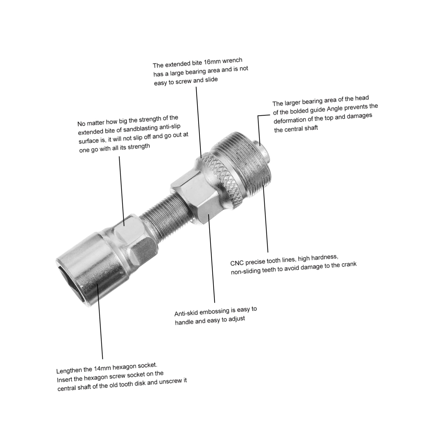 HANABASS Extractor de Bielas de Bicicleta de Herramienta con Cabeza Desmontable para Reparación de Cigueñales Compatible con Bielas de Cuadrante y Estriado