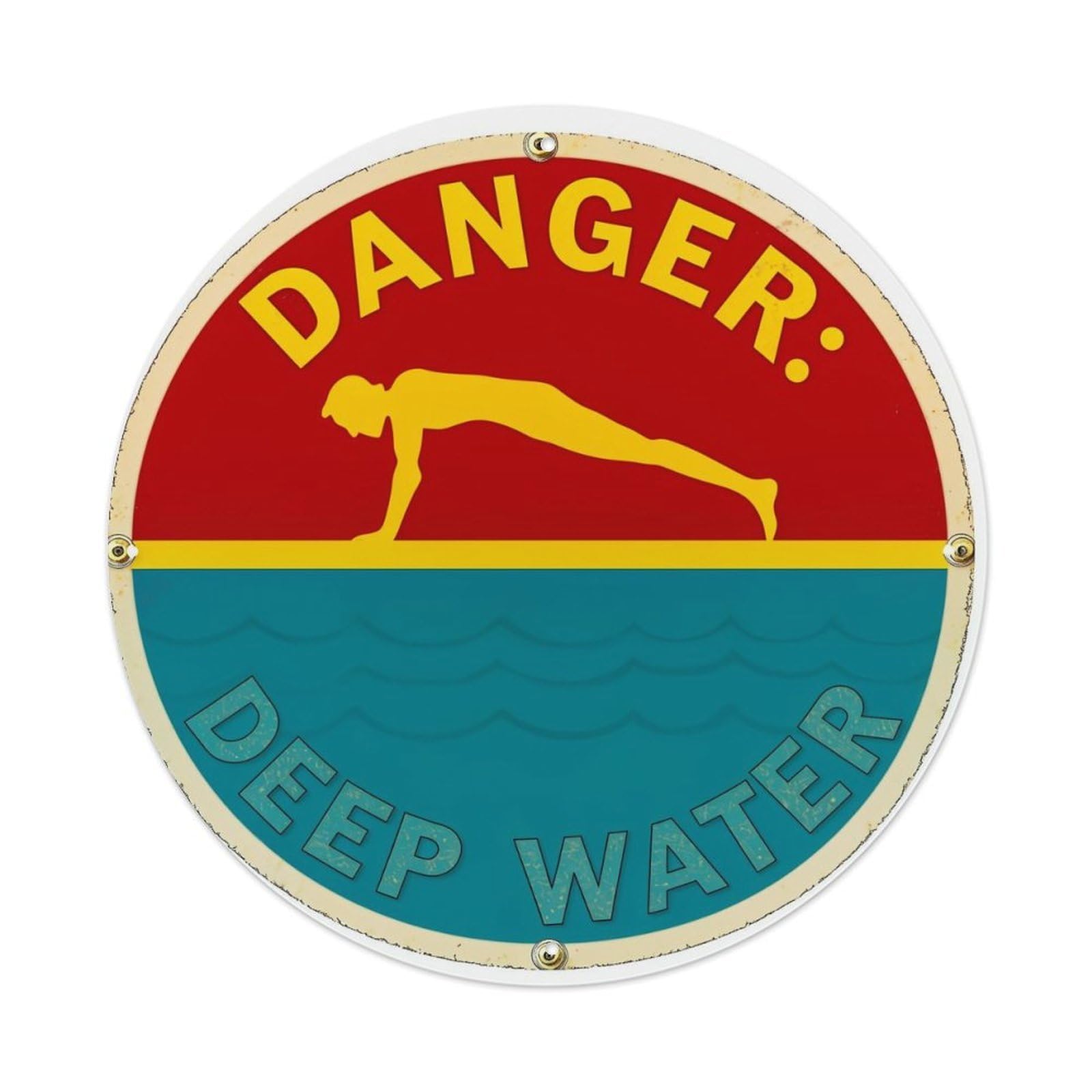 Danger Deep Water Sign Tin Sign Metal Poster Vintage Metal Signs for Home Man Cave Bar Cafe Kitchen laundry room Wall Decorations 8x8 inches