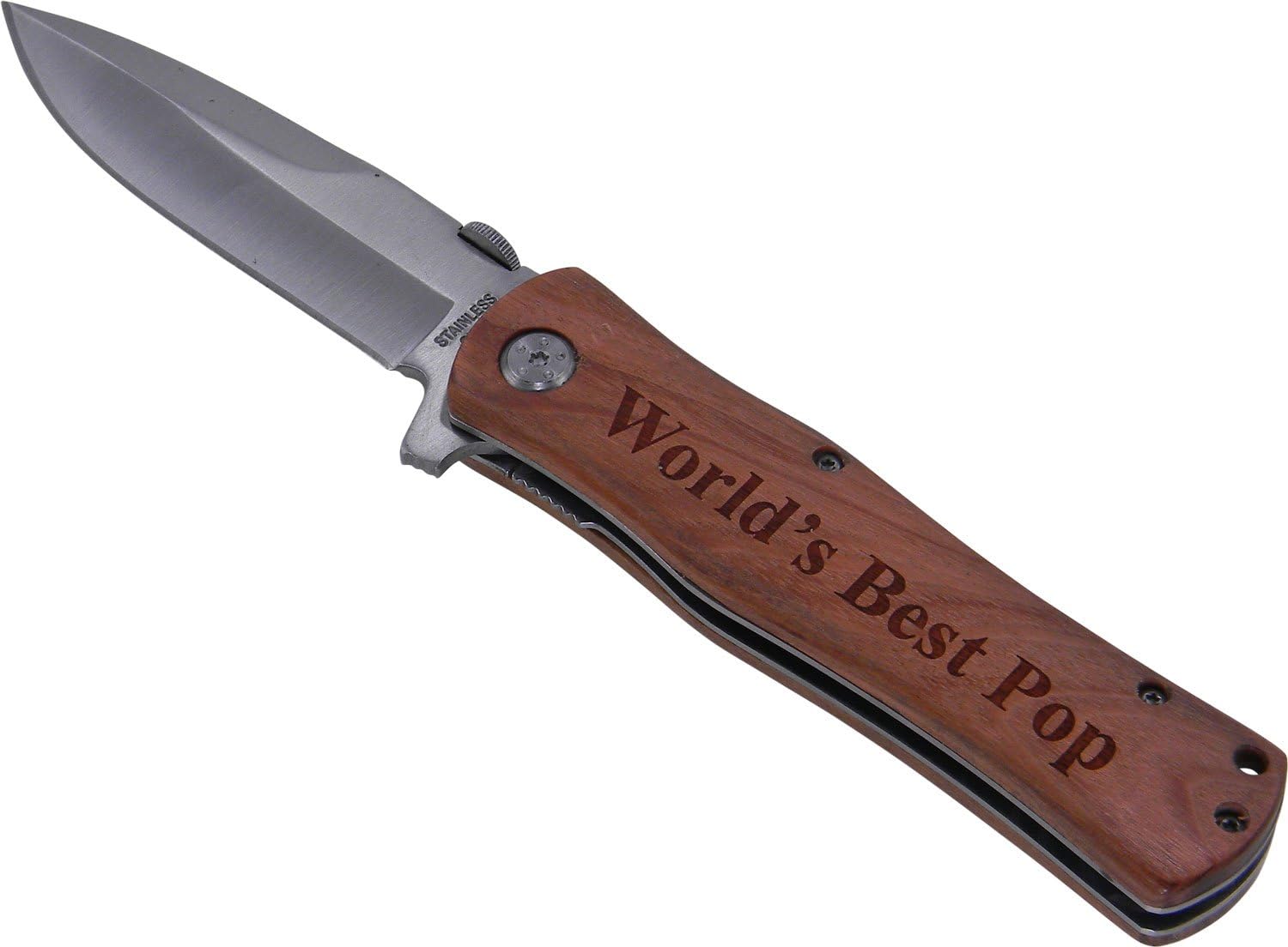 CustomGiftsNow World's Best Pop Folding Pocket Knife - Great Gift for Father's Day, Birthday for Dad, Grandpa, Grandfather, Papa