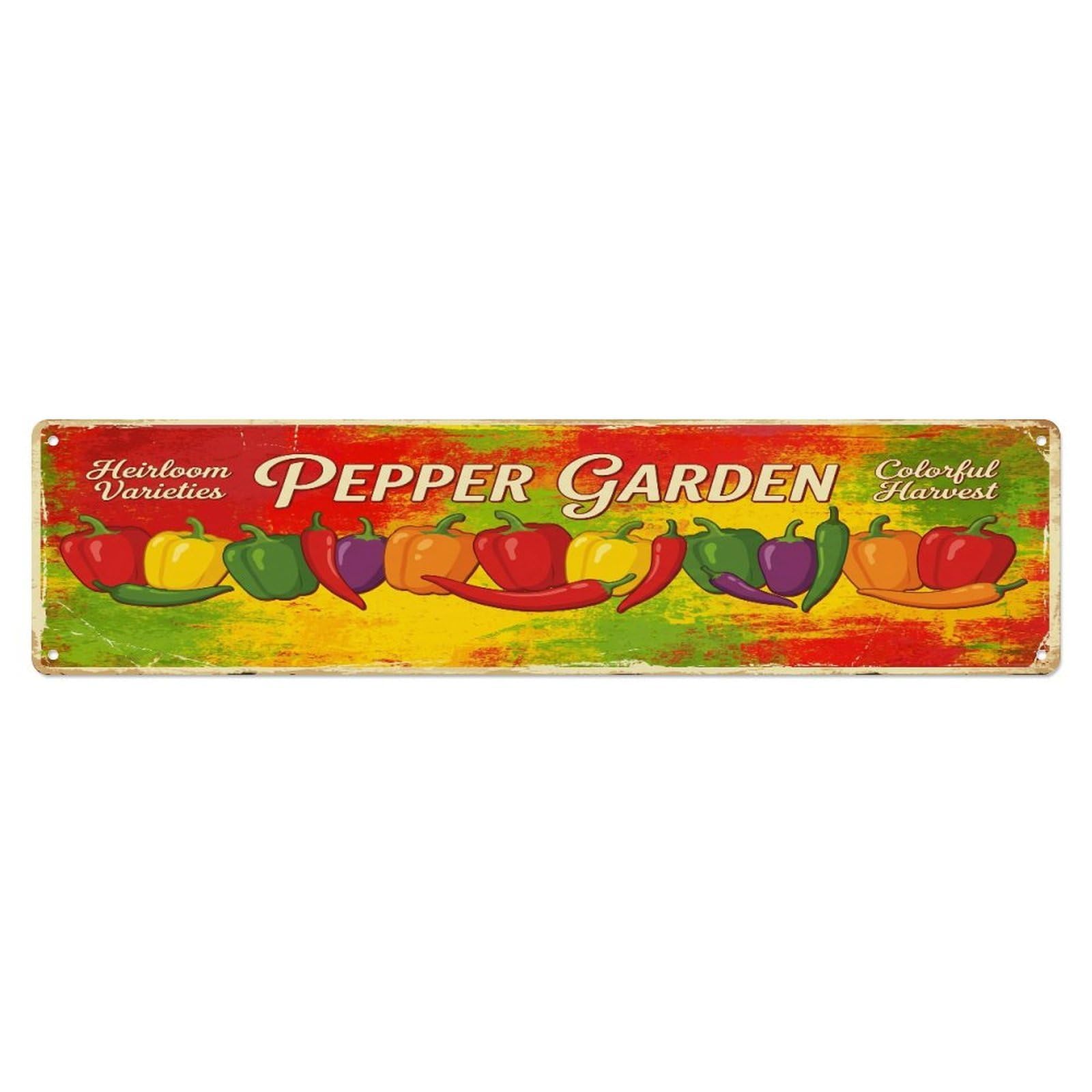 Fqcyn Style Metal Tin Sign Vintage Cottagecore Garden Pepper Garden Banner