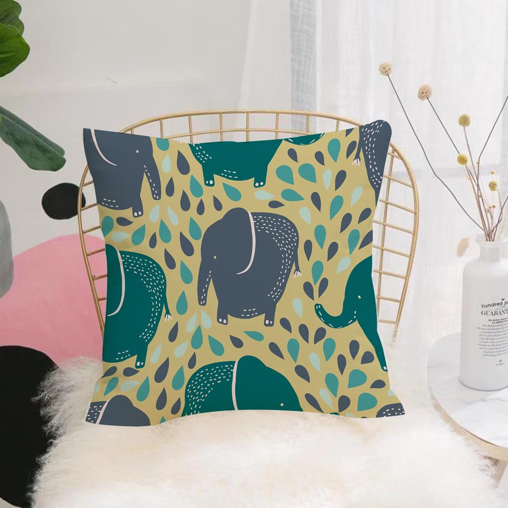 HYOSXW Cushion Cover,Throw Pillow Case Home Decorative for Living Room Bedroom Sofa Chair 16X16 Inch,pattern with the image of elephant.,Pillowcase 40X40cm