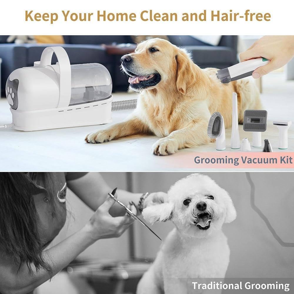 Kit di Toelettatura per Animali 7 in 1 con Aspiratore | Kit per La Toelettatura del Cane | Aspiratore Potente 13000pa | Ideale per Cani E Gatti: Toelettatura E Gestione della Muta