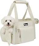 Pawaboo Dog Purse Carrier, Airline Approved Soft Sided Pet Carrier for Small Dogs Cats Rabbits with Large Pockets, Safety Leash, Soft Cushion, Breathable Dog Travel Carrying Tote Bag with Mesh Window