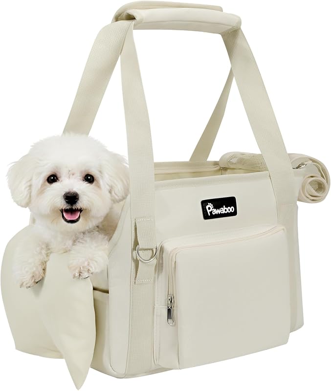 Bolsa de Transporte para Cães Pequenos Pawaboo com Janela de Malha e Bolsos, até 4,08 kg