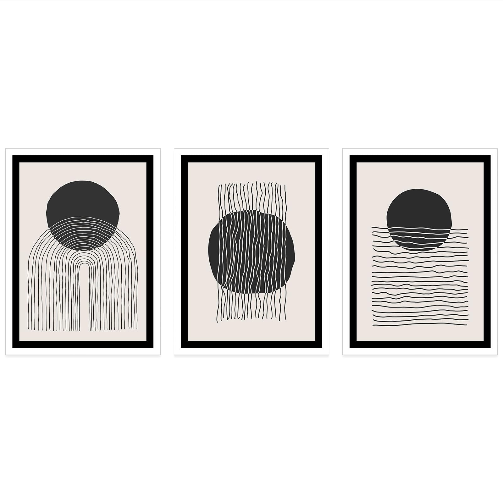 Lumalea Boho 3617681465577 - Set di 3 poster, con bordo nero, 70 x 100 cm (cornici non incluse)
