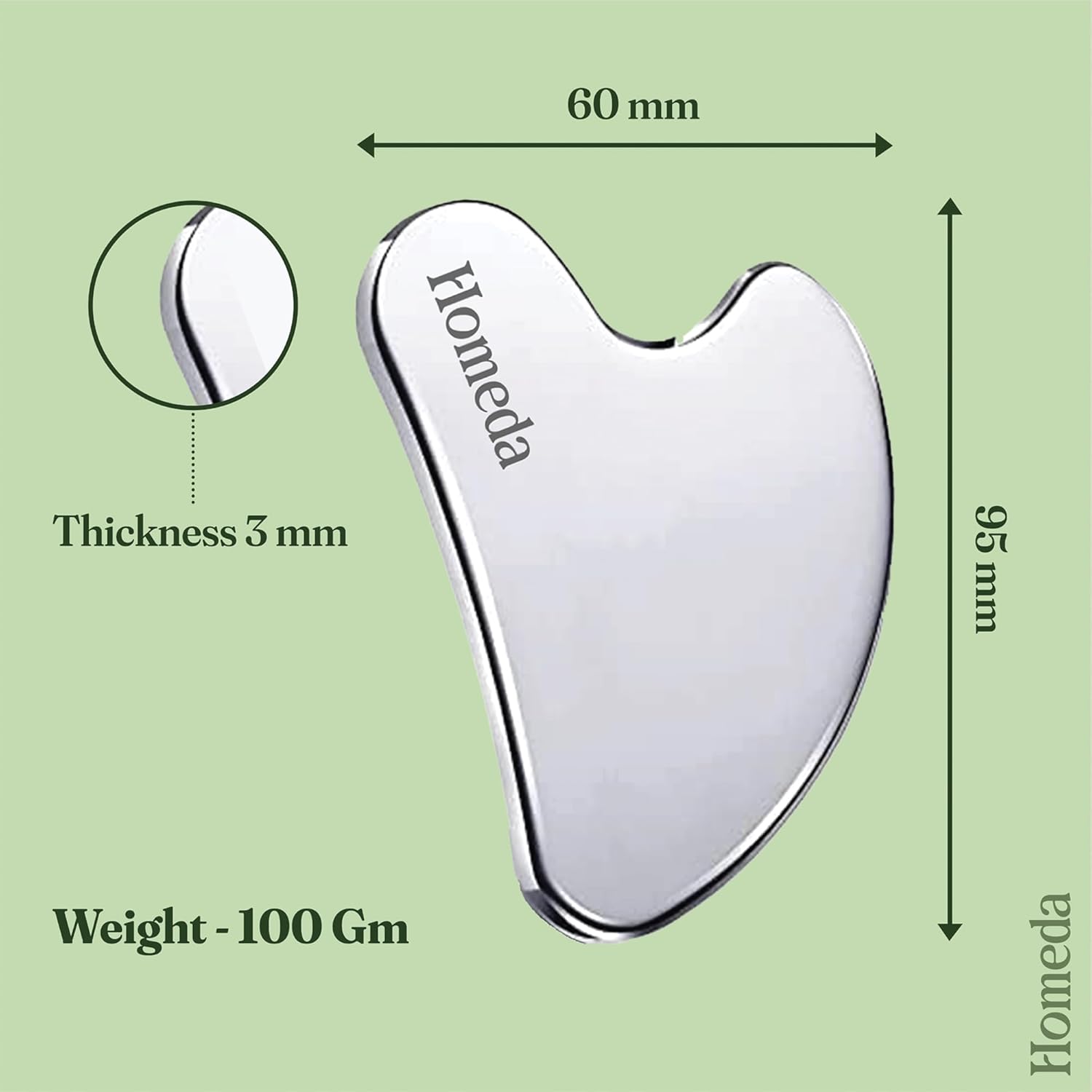 Homeda Stainless Steel Gua Sha for Face, Guasha Stone for Face Massage Tool, Metal Gua Sha Stone, Gusha, Gaushala, Gosha for Men Yoga, Face Massager Tools for Women Skincare, Facial Shaper (1 Piece) Homeda Stainless Steel Gua Sha for Face, Guasha Stone for Face Massage Tool, Metal Gua Sha Stone, Gusha, Gaushala, Gosha for Men Yoga, Face Massager Tools for Women Skincare, Facial Shaper (1 Piece)