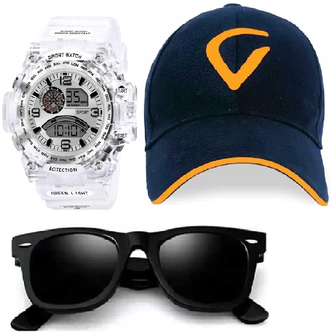 SELLORIABrand Multi Dial Silicone Digital Watch for Men's and Boy's Pack of - 3 [7-40 Years]