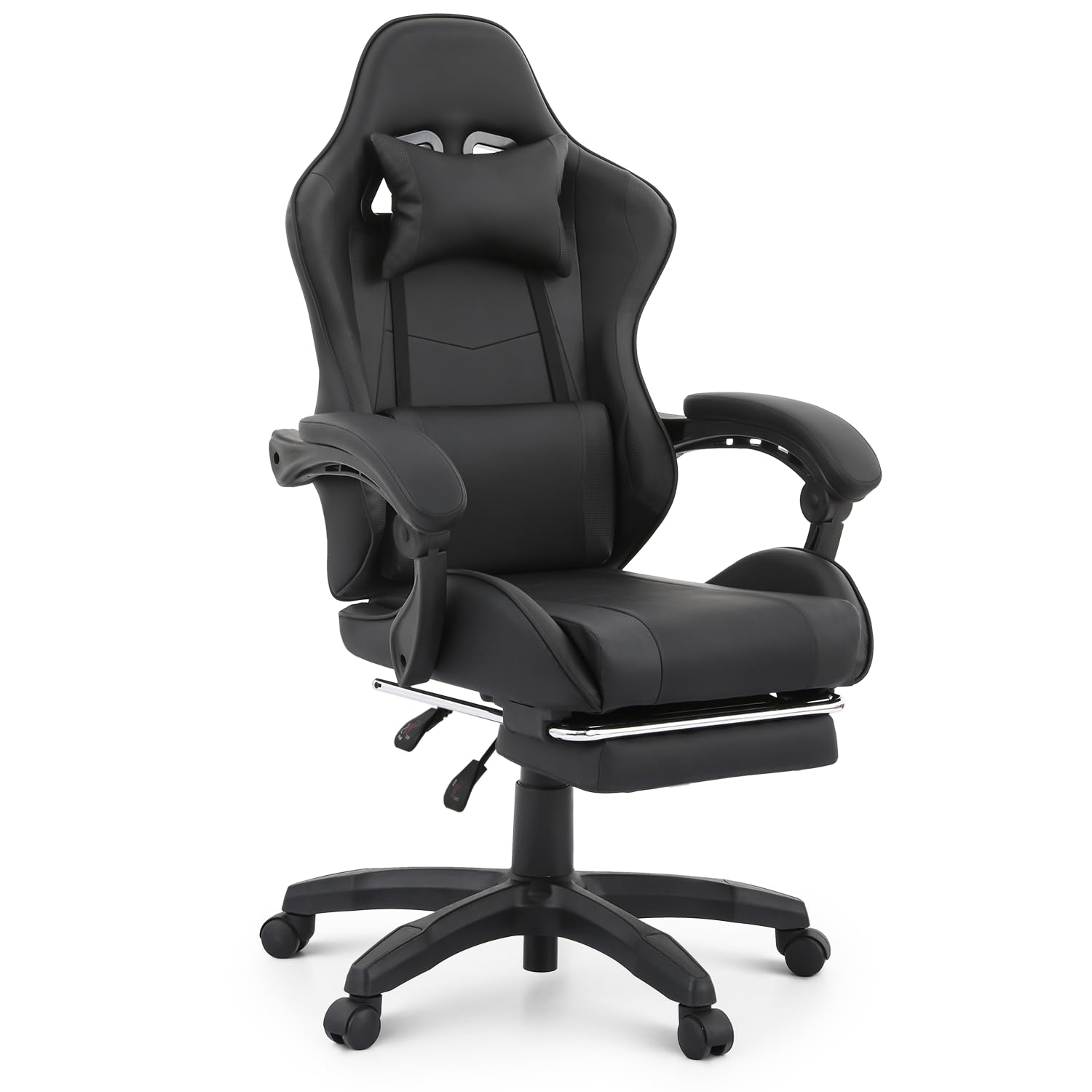 MoNiBloom Computer Gaming Chair with Footrest and Lumbar Support, Adjustable Hight Ergonomic Racing Chair for Adult Teen Office or Gaming, Carbon