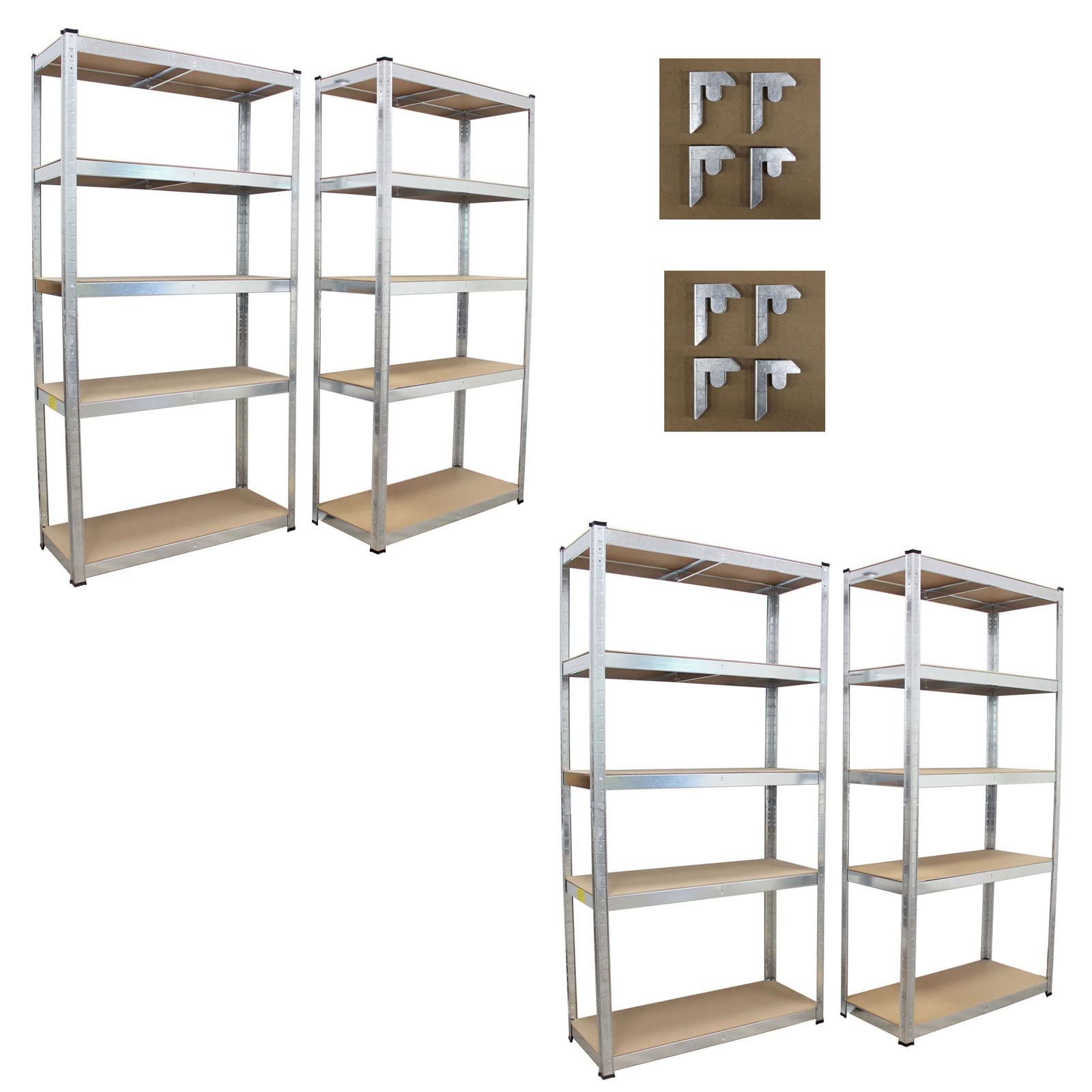 TRUTZHOLM Schwerlastregal 180x90x40 cm, 4er Set, jeweils bis 875 kg belastbar, 5 verstellbare Böden, verzinktes Stahlgestell