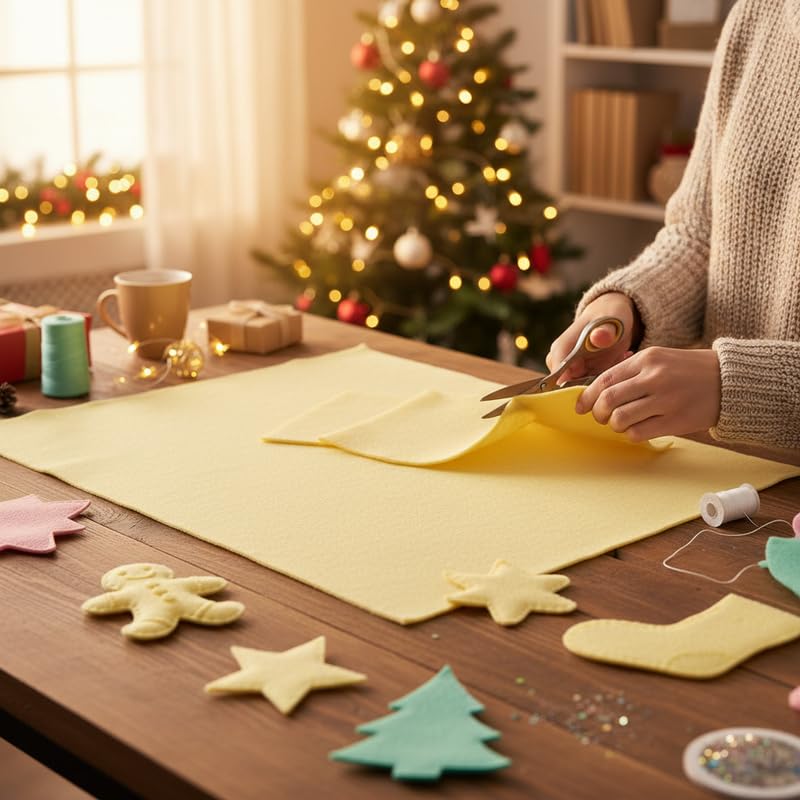 Acrylic Felt Fabric by the Metre - 60" (150cm) Extra Wide, 1mm Thick - Continuous Length Soft Crafting for Sewing, Applique, Decorations & Upholstery - Discount Fabrics LTD(Pastel Yellow,2) โ image 1