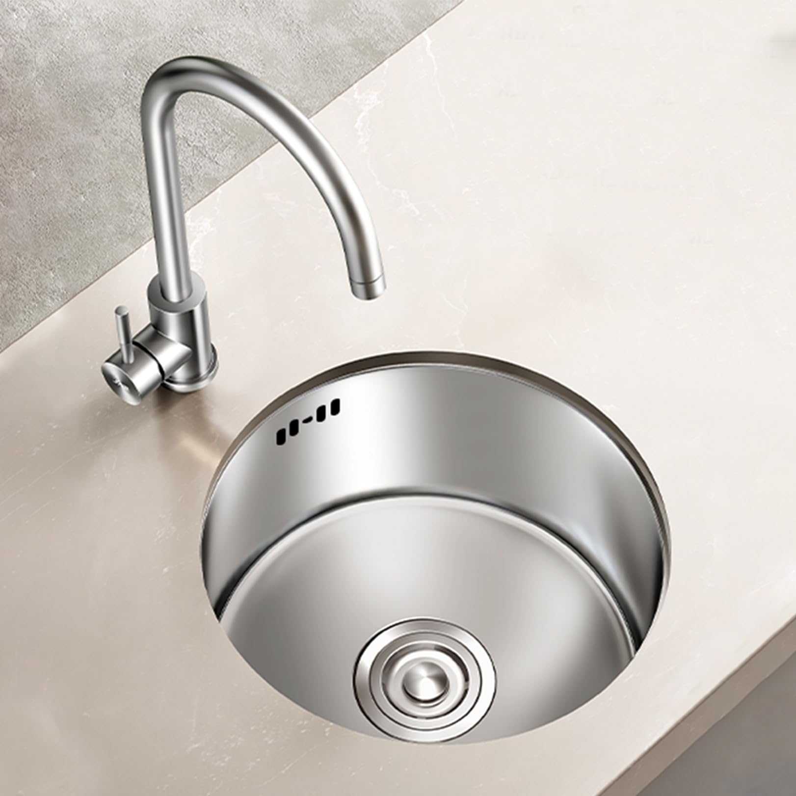 Zlthraustic One Color Kitchen Sink 1 Basin Stainless Steel Sink Built-In Sink Round Basin Sink