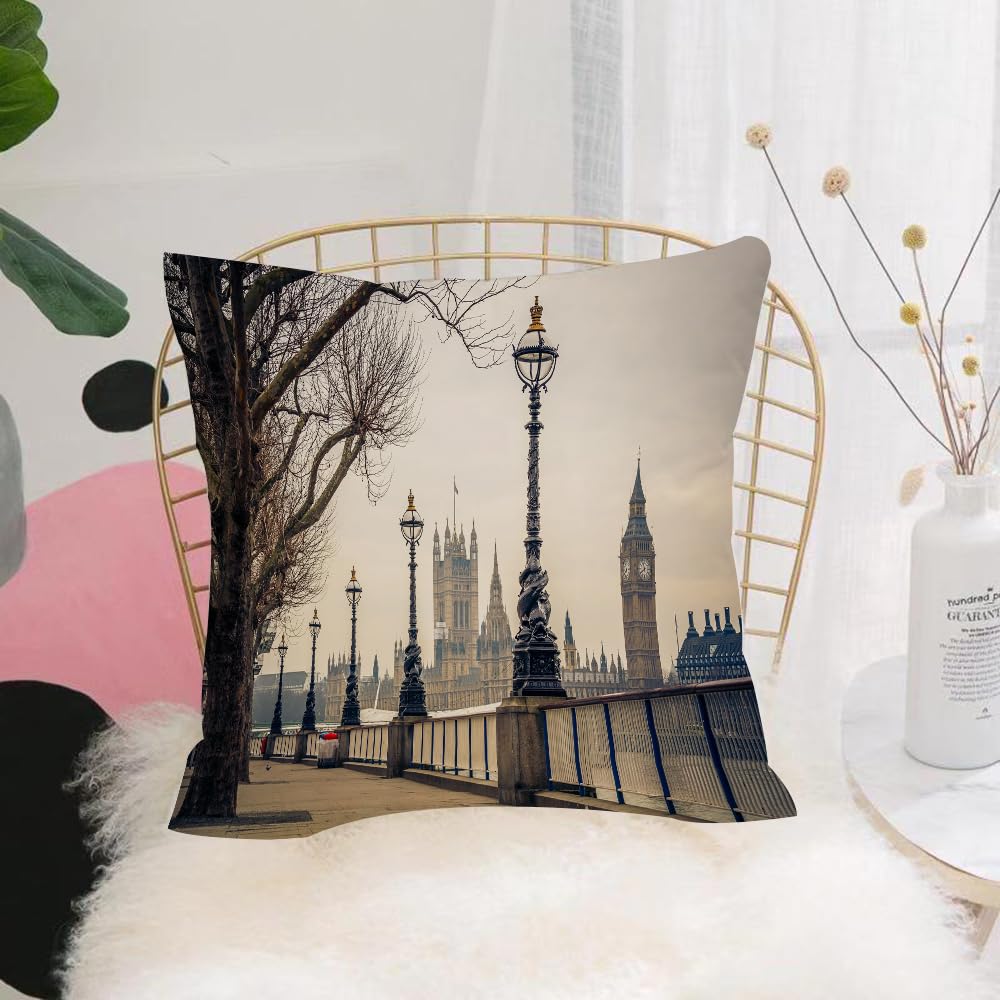 HYOSXW Cushion Cover,Throw Pillow Case Home Decorative for Living Room Bedroom Sofa Chair 16X16 Inch,Big Ben and Houses of parliament in London UK,Pillowcase 40X40cm