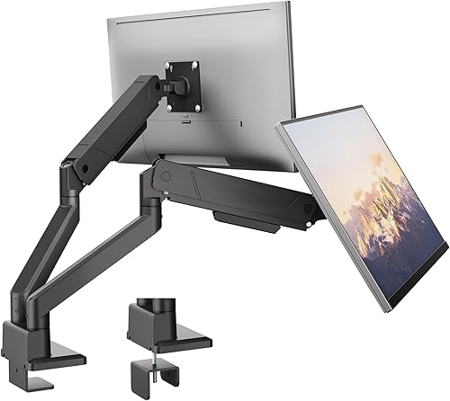 Miniatura 1 de monTEK Brazos de monitor de montaje de monitor dual para 2 monitores para pantalla curva de 17 a 35 pulgadas con capacidad para 35 libras, ajustable