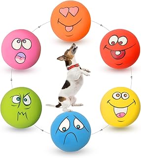 Latex Dog Squeaky Toys Rubber Soft Dog Toys Chewing Squeaky Toy Fetch Play Balls Toy for Puppy Small Pets Dog 6pcs for Mini, Small Breeds