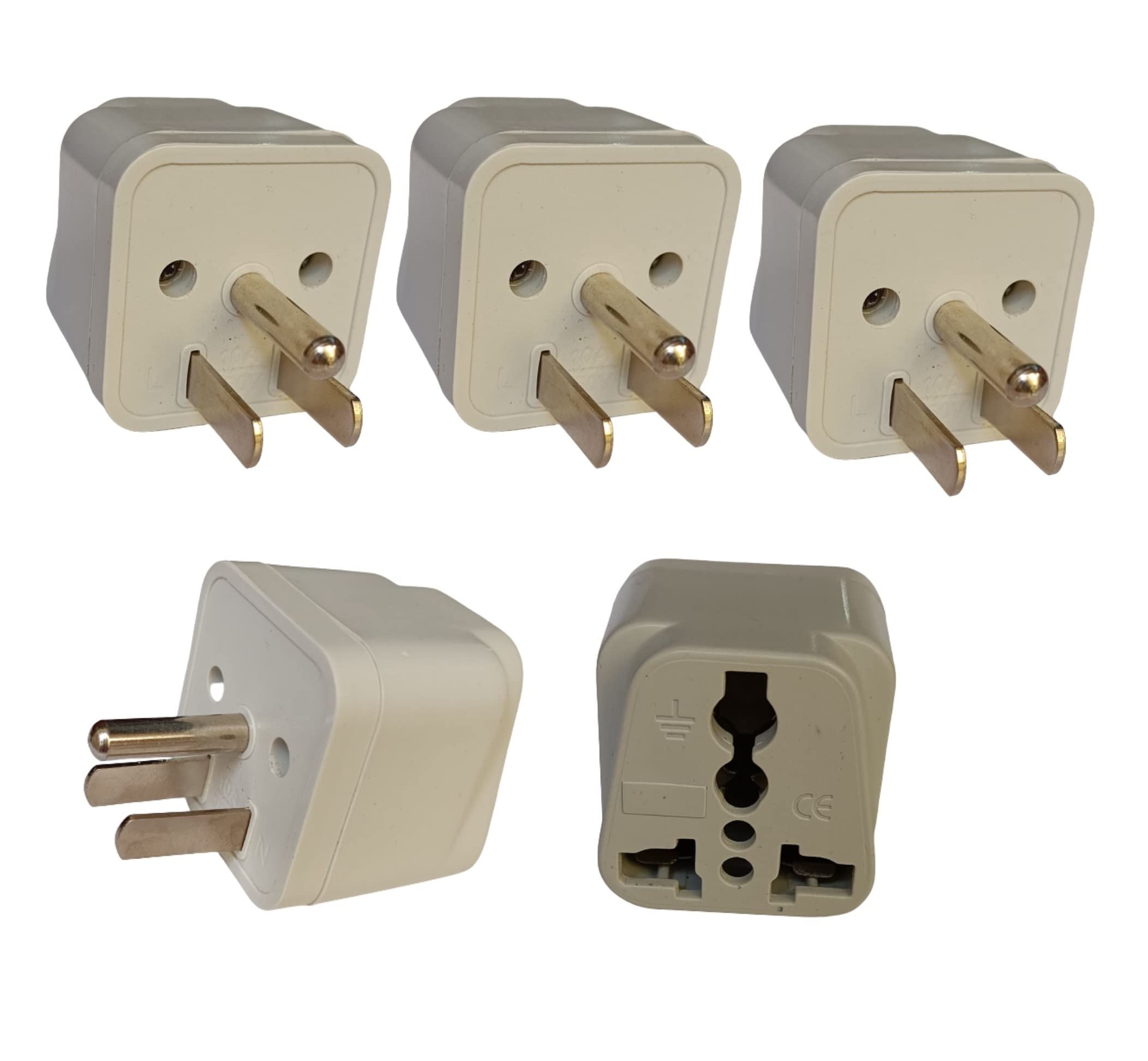 WOWSOME India to US Converter Plug Type-B 10A 250V 3 Pin Adapter for Convert Indian Plug to USA, Canada and Japan Power Socket, Pack of 5, Off White (B0CDL969CH) Amazon Price History, Amazon Price Tracker